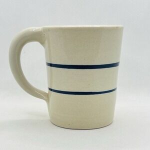 Vintage Martinez Pottery Heritage Blue Stripe Mug Hand thrown Stoneware‎ Texas